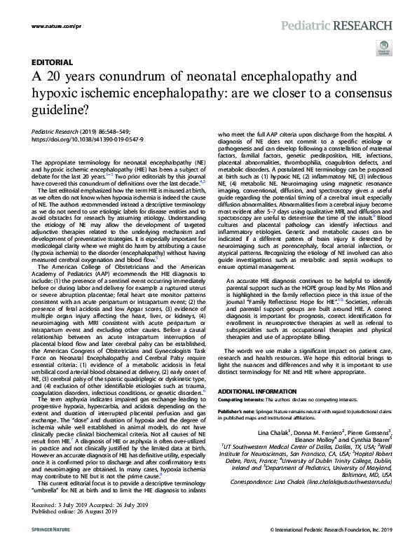 (PDF) A 20 years conundrum of neonatal encephalopathy and hypoxic ...