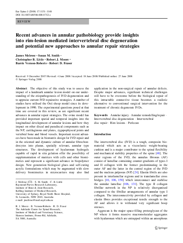 (PDF) Recent advances in annular pathobiology provide insights into rim ...