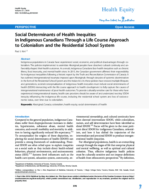 (PDF) Social Determinants of Health Inequities in Indigenous Children ...