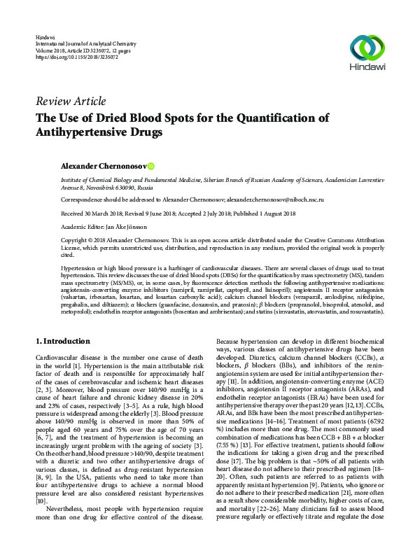 (PDF) The Use of Dried Blood Spots for the Quantification of ...