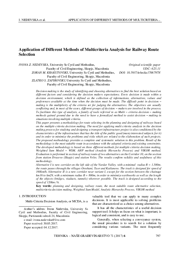 (PDF) Application of different methods of multicriteria analysis for ...