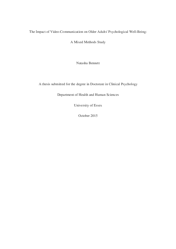 (PDF) The impact of video-communication on older adults' psychological ...