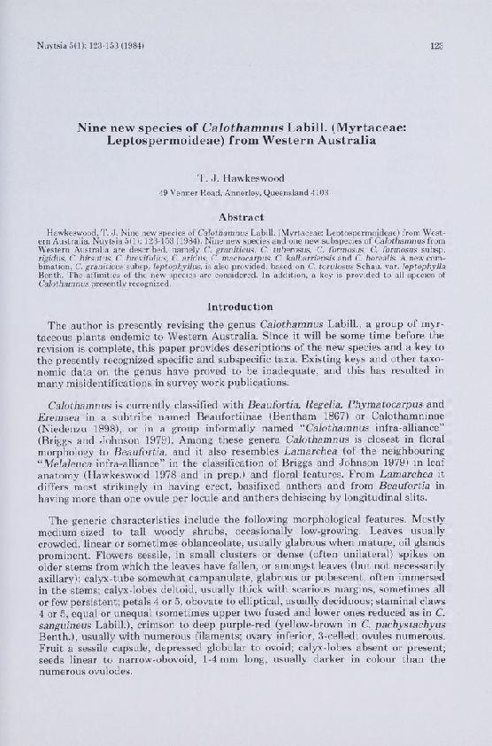 (PDF) Nine new species of Calothamnus Labill. (Myrtaceae ...