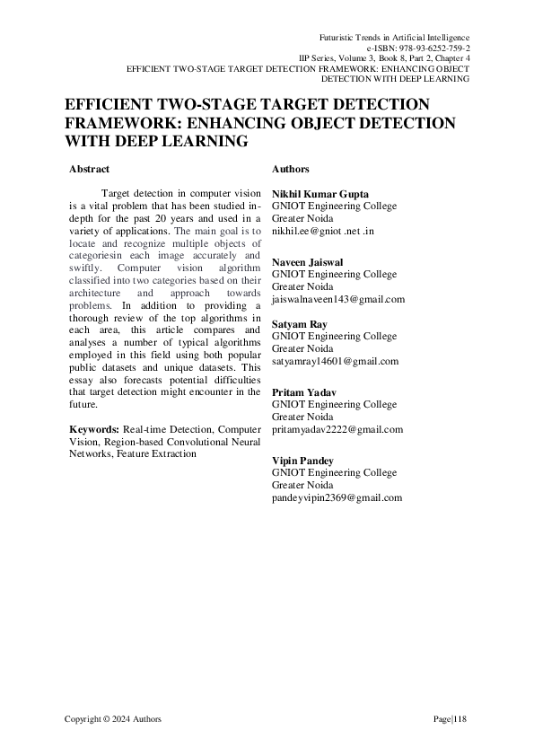 (PDF) EFFICIENT TWO-STAGE TARGET DETECTION FRAMEWORK: ENHANCING OBJECT ...