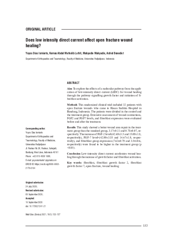 (PDF) Does low intensity direct current affect open fracture wound healing?