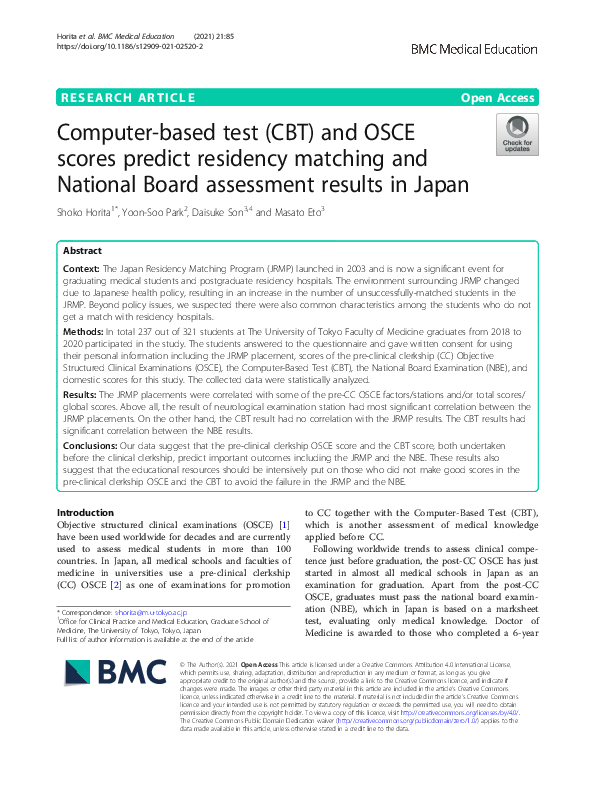 (PDF) Computer-based test (CBT) and OSCE scores predict residency ...