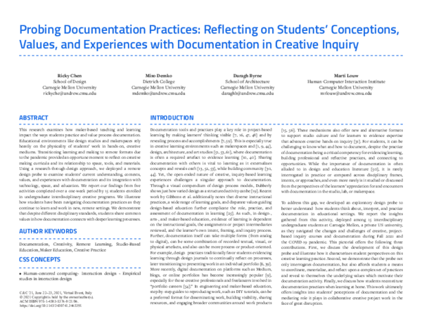 (PDF) Probing Documentation Practices: Reflecting on Students ...
