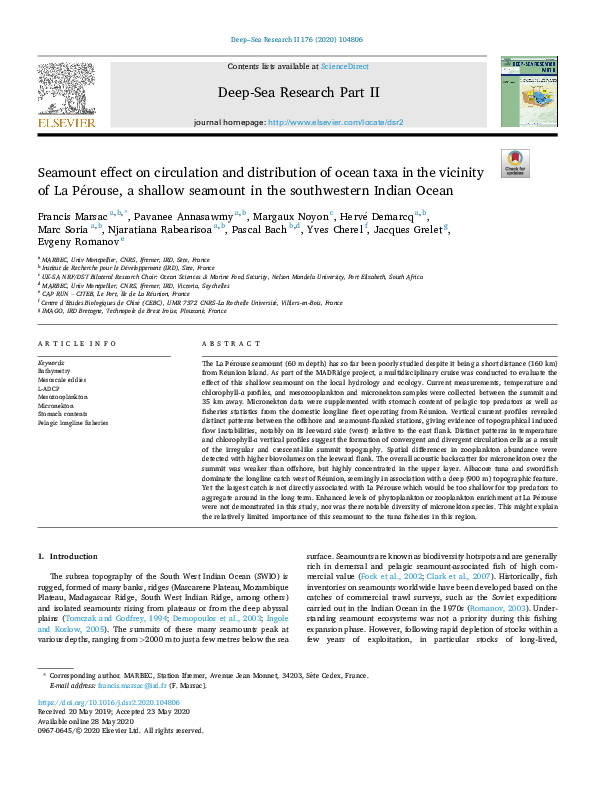 (PDF) Seamount effect on circulation and distribution of ocean taxa in ...