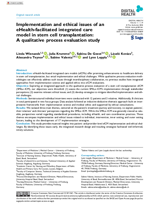(PDF) Implementation and ethical issues of an eHealth-facilitated ...