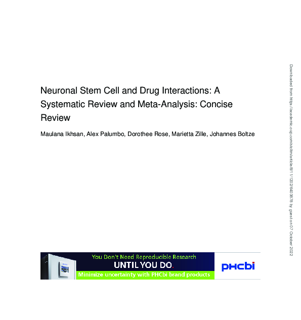 (PDF) Neuronal Stem Cell and Drug Interactions: A Systematic Review and ...