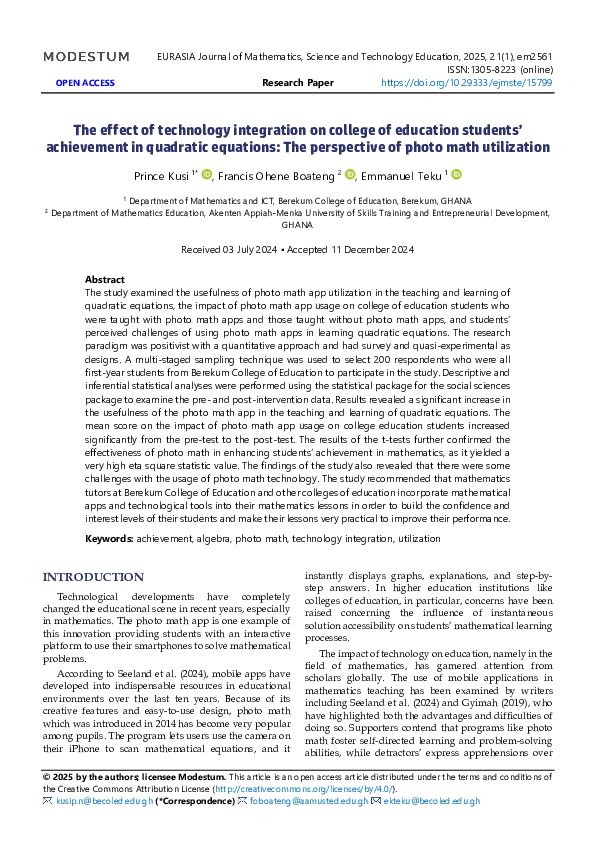 (PDF) The effect of technology integration on college of education ...