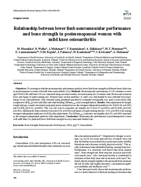 (PDF) Relationship between lower limb neuromuscular performance and ...