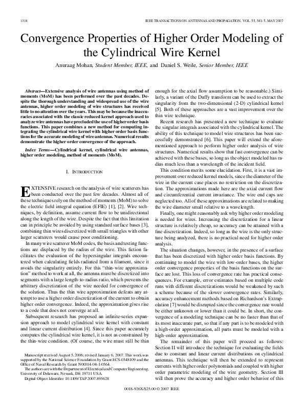 (PDF) Convergence Properties of Higher Order Modeling of the ...