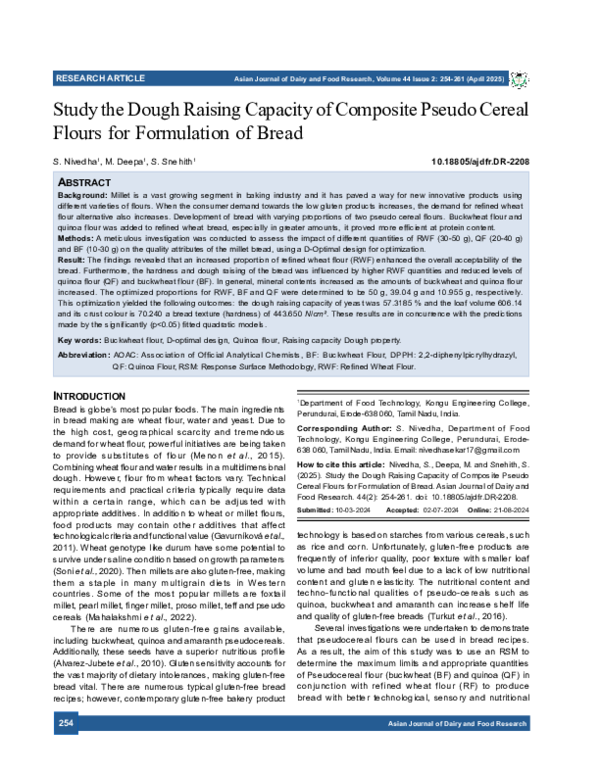 (PDF) Study the Dough Raising Capacity of Composite Pseudo Cereal ...