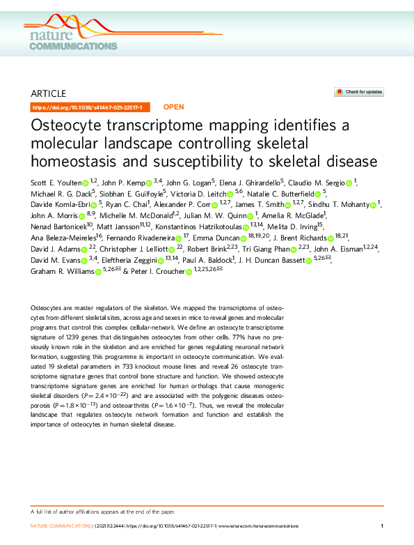 (PDF) Osteocyte transcriptome mapping identifies a molecular landscape ...