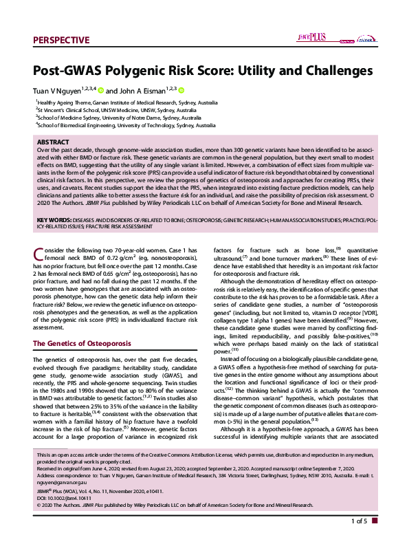 (PDF) Post‐GWAS Polygenic Risk Score: Utility and Challenges