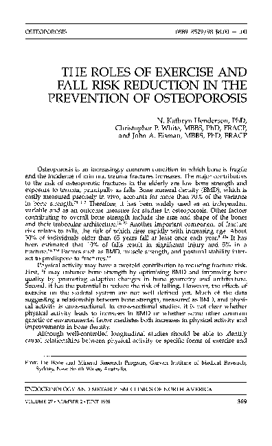 (PDF) The Roles of Exercise and Fall Risk Reduction in the Prevention ...