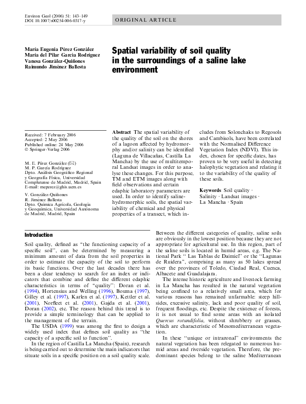 (PDF) Spatial variability of soil quality in the surroundings of a ...