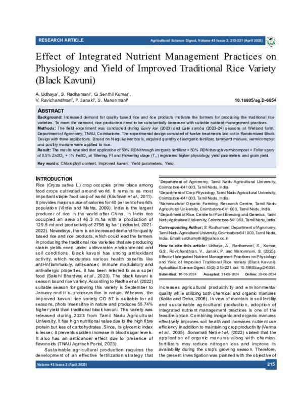(PDF) Effect of Integrated Nutrient Management Practices on Physiology ...