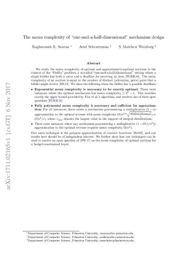 (PDF) The menu complexity of 