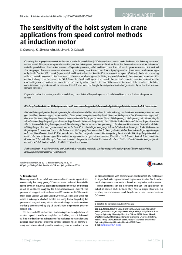 (PDF) The sensitivity of the hoist system in crane applications from ...
