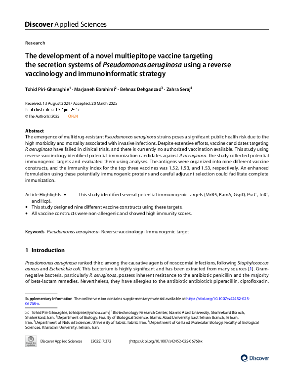 (PDF) The development of a novel multiepitope vaccine targeting the ...