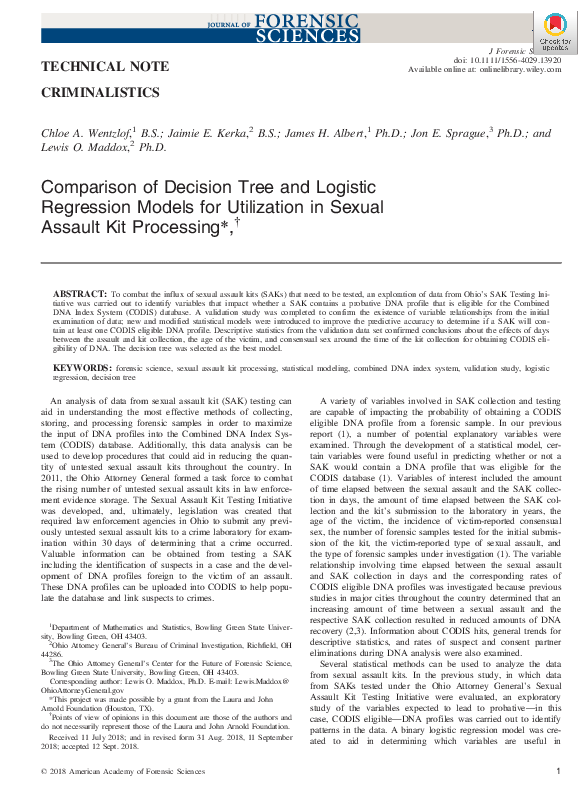 (PDF) Comparison of Decision Tree and Logistic Regression Models for ...