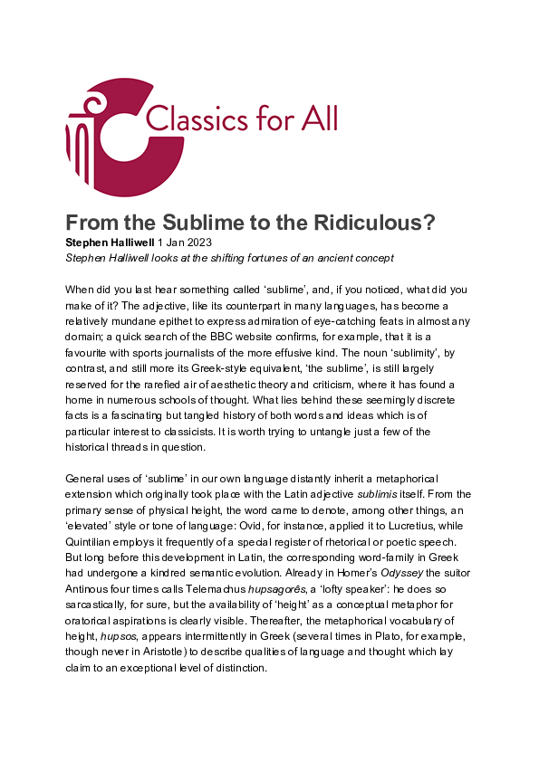 (PDF) From the Sublime to the Ridiculous?
