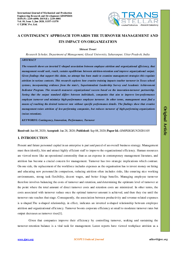 (PDF) A Contingency Approach towards the Turnover Management and its ...