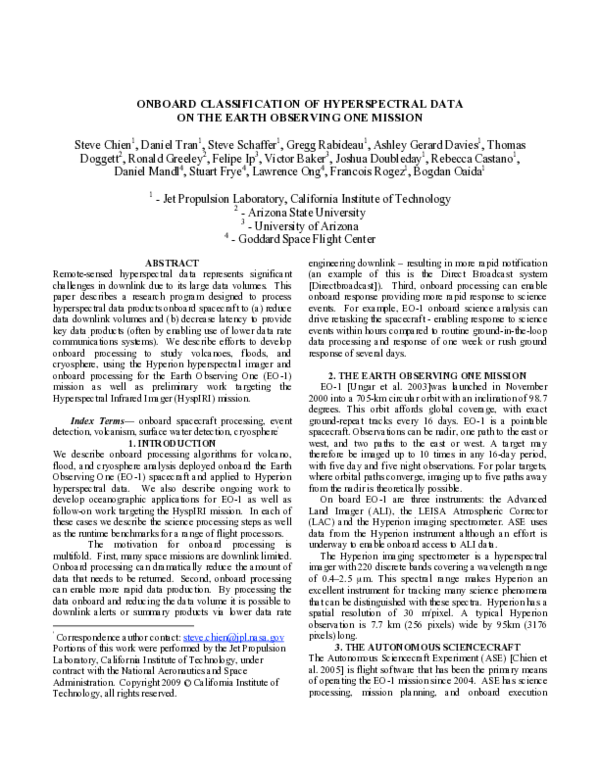 (PDF) Onboard classification of hyperspectral data on the Earth ...