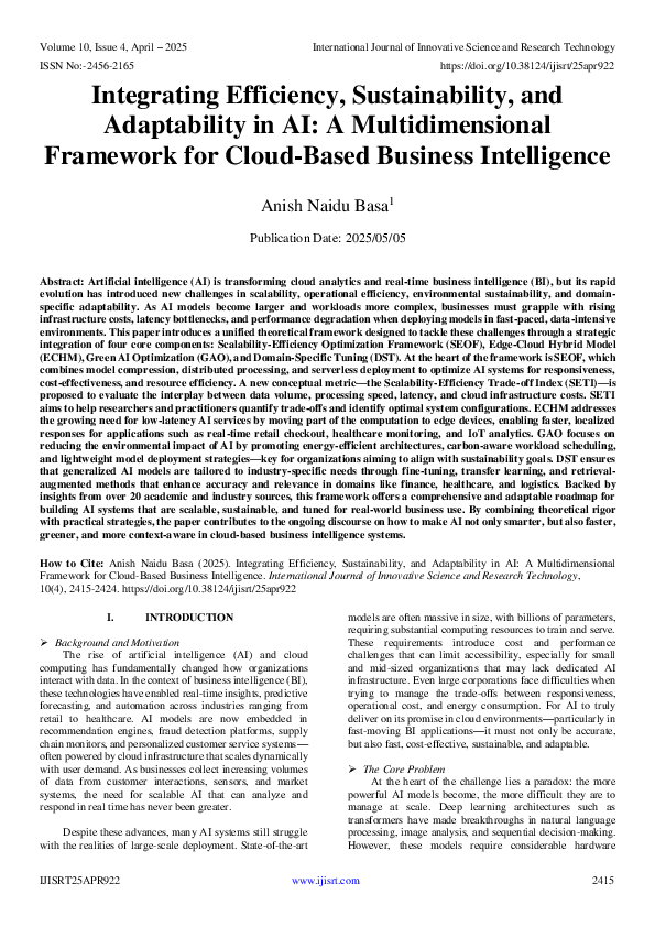 (PDF) Integrating Efficiency, Sustainability, and Adaptability in AI: A ...