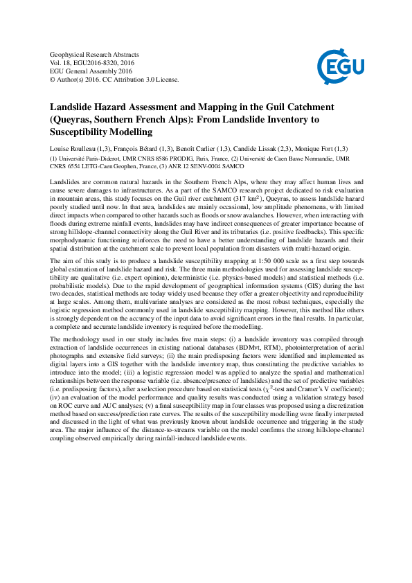 (PDF) Landslide Hazard Assessment and Mapping in the Guil Catchment ...
