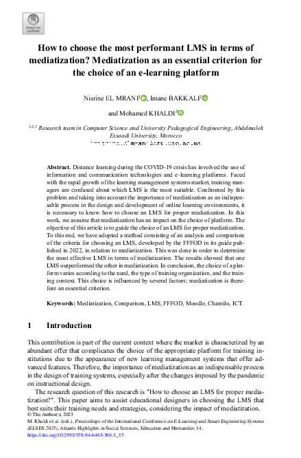 (PDF) How to choose the most performant LMS in terms of mediatization ...