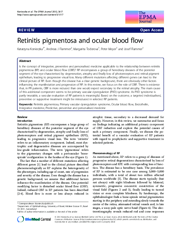 (PDF) Retinitis pigmentosa and ocular blood flow