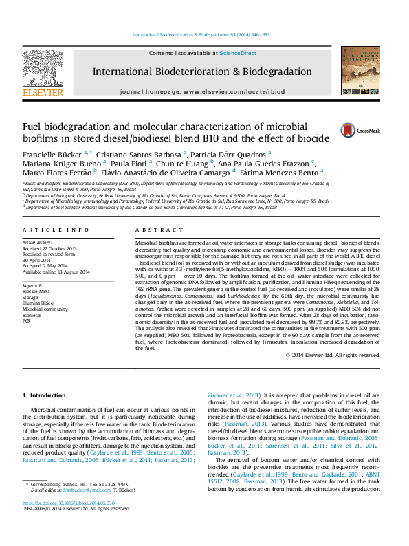 (PDF) Fuel biodegradation and molecular characterization of microbial ...