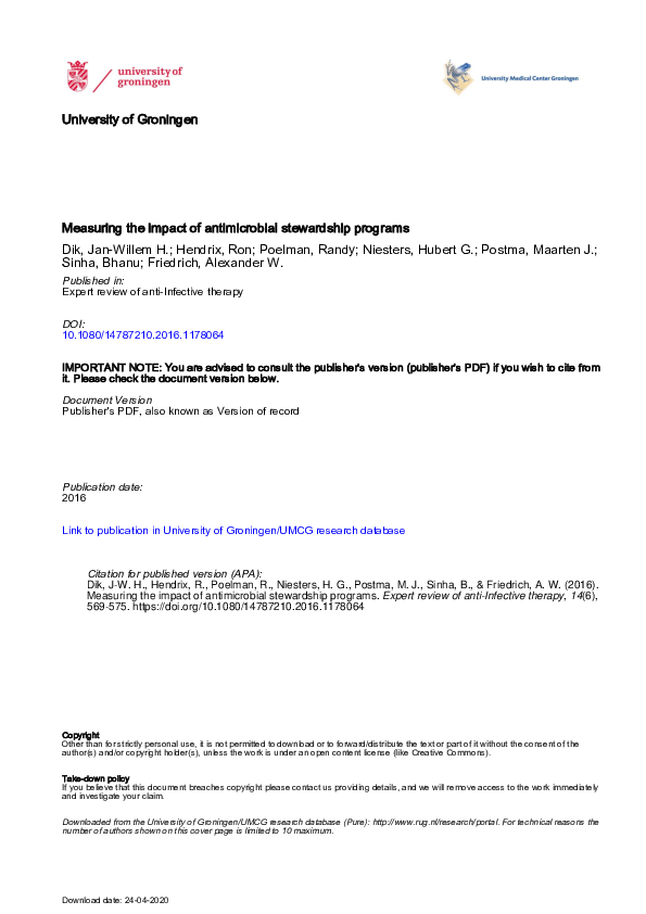 (PDF) Measuring the impact of Antimicrobial Stewardship Programs