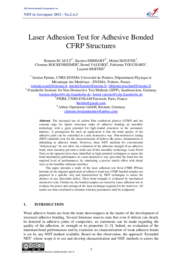(PDF) Laser Adhesion Test for Adhesive Bonded CFRP Structures