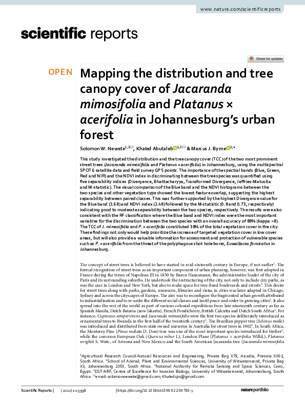 (PDF) Mapping the distribution and tree canopy cover of Jacaranda ...
