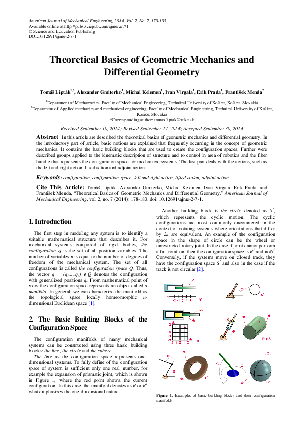 (PDF) Theoretical Basics of Geometric Mechanics and Differential Geometry