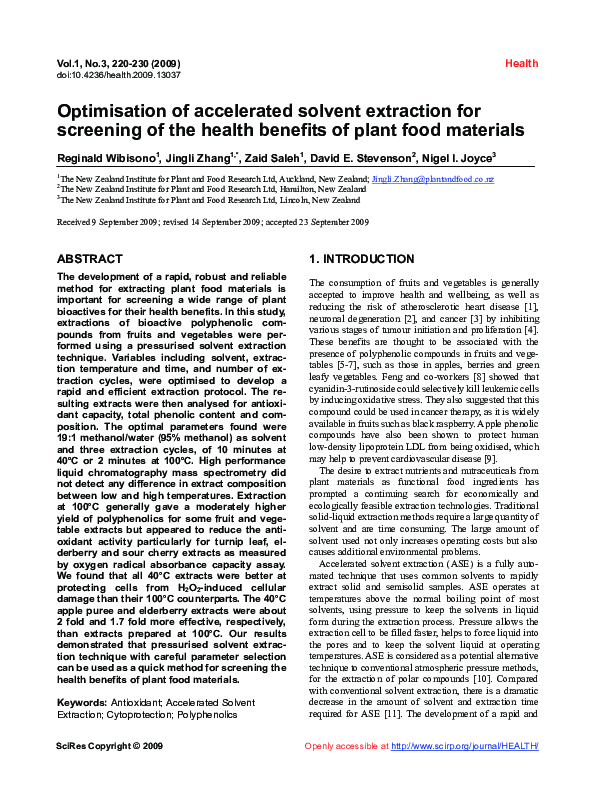 (PDF) Optimisation of accelerated solvent extraction for screening of ...