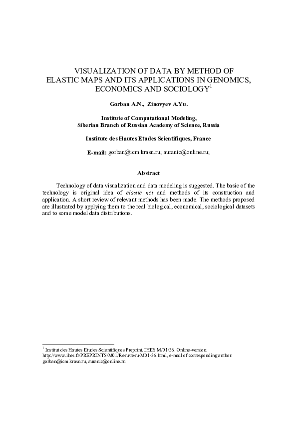 (PDF) Visualization of Data by Method of Elastic Maps and Its ...