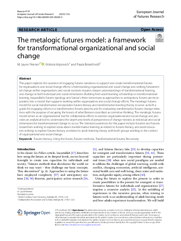 (PDF) The metalogic futures model: a framework for transformational ...