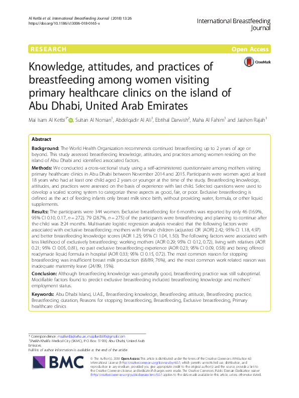 (PDF) Knowledge, attitudes, and practices of breastfeeding among women ...