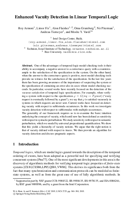 (PDF) Enhanced Vacuity Detection in Linear Temporal Logic