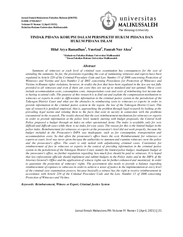 (PDF) Tindak Pidana Korupsi Dalam Persfektif Hukum Pidana Dan Hukum ...