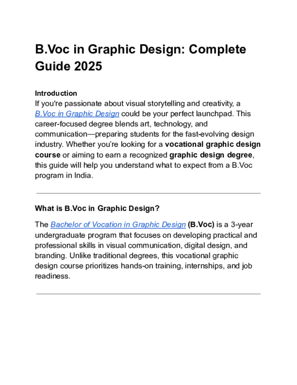 (PDF) B.Voc in Graphic Design Course Guide 2025 India