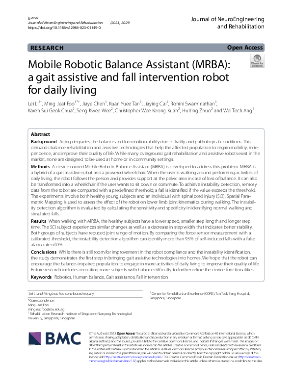 (PDF) Mobile Robotic Balance Assistant (MRBA): a gait assistive and ...