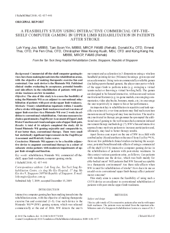 (PDF) A feasibility study using interactive commercial off-the-shelf ...