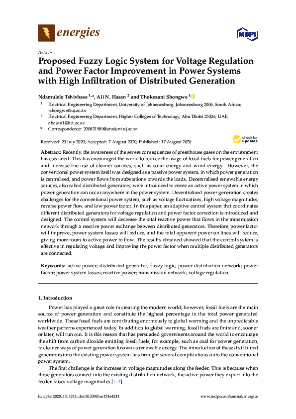 (PDF) Proposed Fuzzy Logic System for Voltage Regulation and Power ...