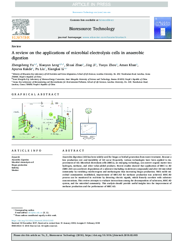 (PDF) A review on the applications of microbial electrolysis cells in ...